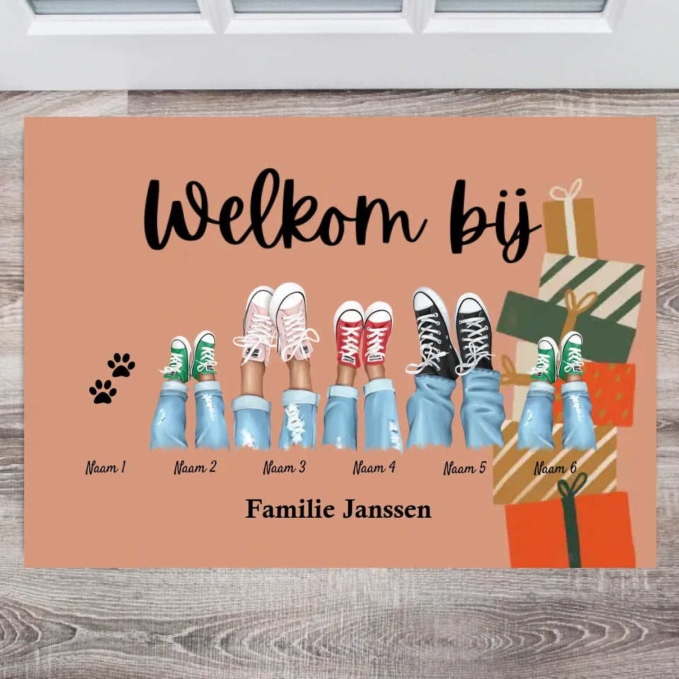 Welkom bij unze familie/Merry Christmas - Persoonlijke familie deurmat