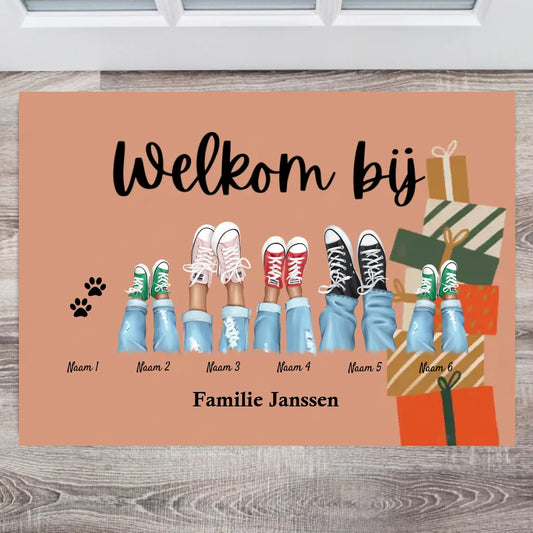 Welkom bij onze familie/ Merry Christmas - Persoonlijke familie deurmat