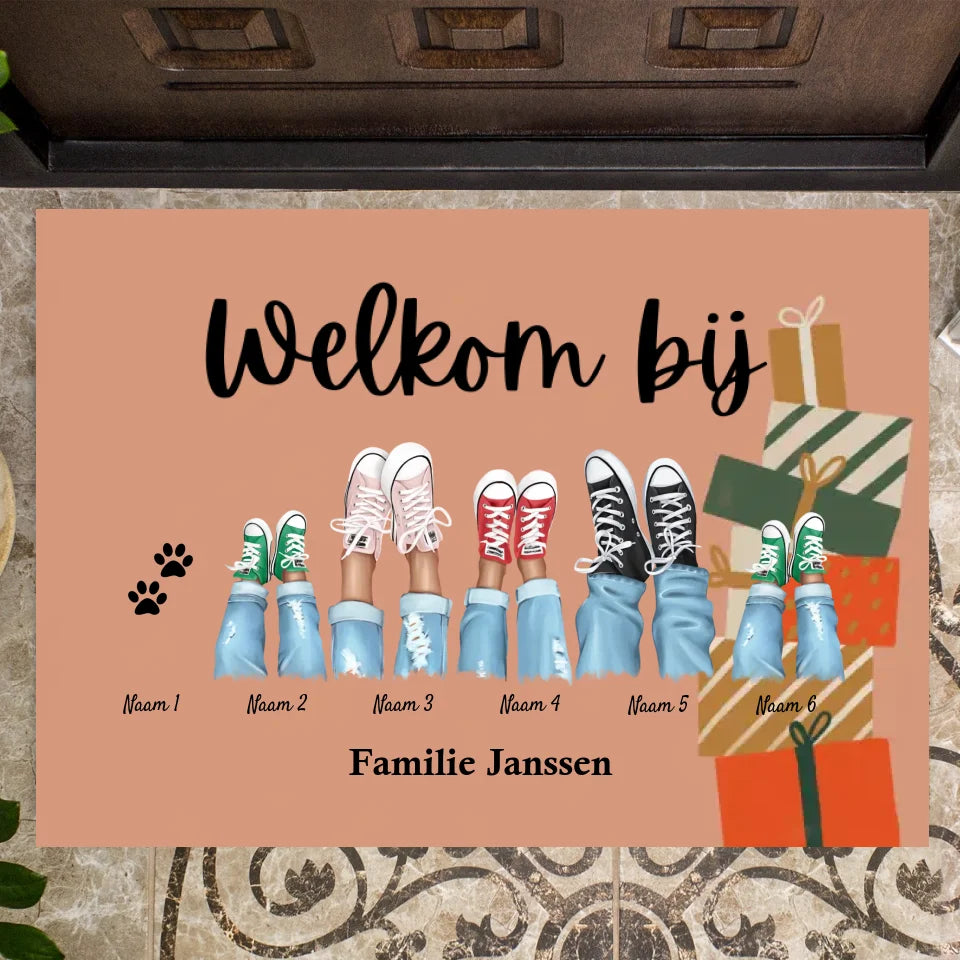 Welkom bij unze familie/Merry Christmas - Persoonlijke familie deurmat