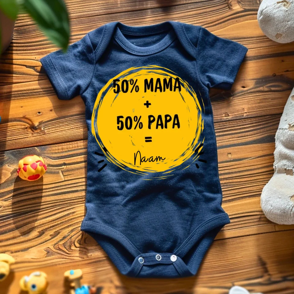 50% Maman + 50% Papa = Moi - Grenouillère bébé personnalisée pour Noël, 100% coton biologique