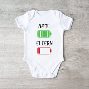 Ich: Viel Energie, Eltern: Wenig Energie - Personalisierter Baby-Onesie/ Strampler, 100% Bio-Baumwolle