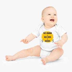 50% Maman + 50% Papa = Moi - Onesie/dorsal bébé personnalisé pour Noël, 100% coton bio