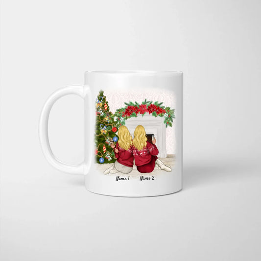 Weihnachts-Freundinnen - Personalisierte Tasse (2-3 Personen)