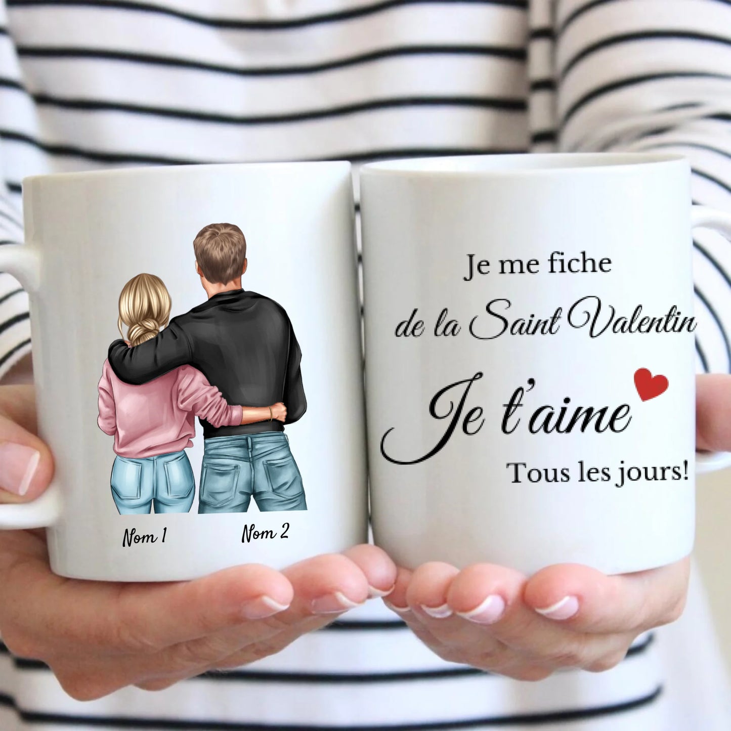 Je suis fan de la Saint Valentin. Je t'aime tous les jours ! - Mug personnalisé pour couple (homme &amp; femme) Saint Valentin