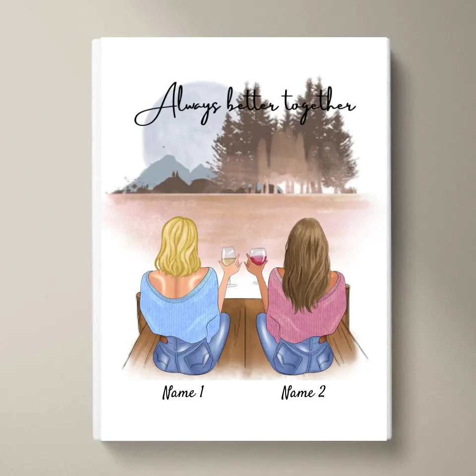 Beste Vrienden/Zussen - Gepersonaliseerde Poster met Lijst (tot 4 personen)