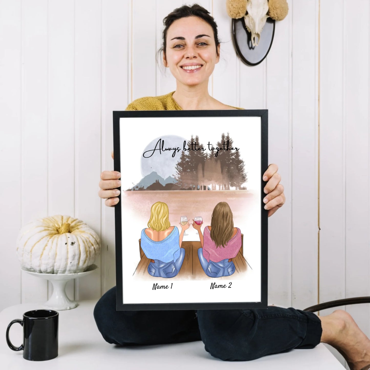 Beste Vrienden/Zussen - Gepersonaliseerde Poster met Lijst (tot 4 personen)