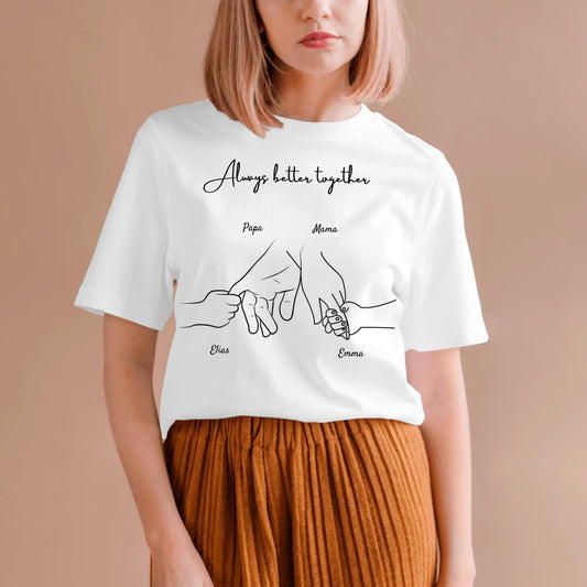 Hand in Hand - Gepersonaliseerd T-shirt voor het hele gezin (100% katoen, unisex)