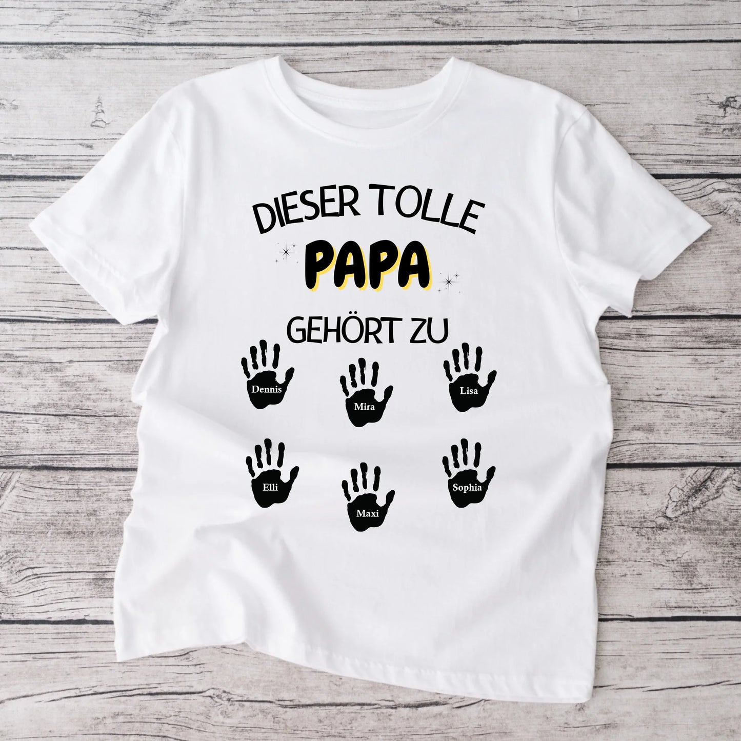 Deze geweldige vader/moeder is van - Gepersonaliseerd vader-T-shirt met handafdrukken voor kinderen/vrouwen (100% katoen, unisex)
