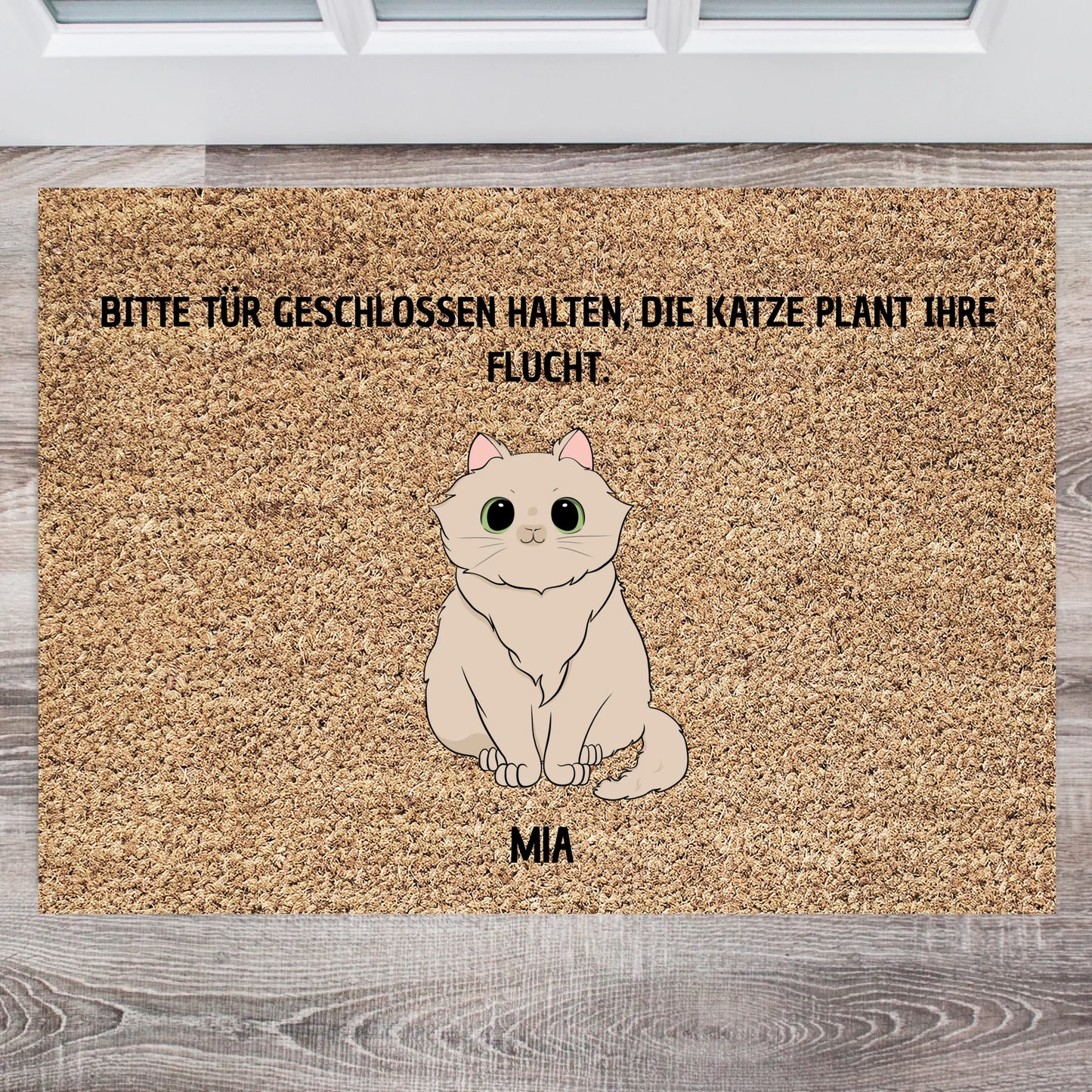 Kat plant haar ontsnapping - Gepersonaliseerde deurmat met huisdier (1-5 katten)