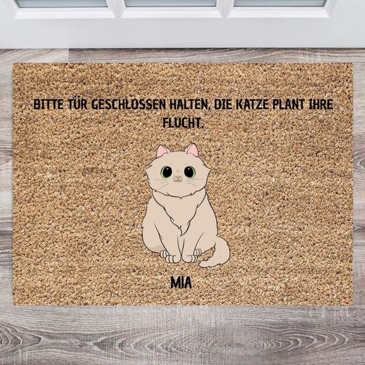 Kat plant haar ontsnapping - Gepersonaliseerde deurmat met huisdier (1-5 katten)