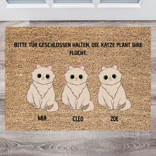 "Plan Miau" - Gepersonaliseerde kattendeurmat met een grappige spreuk (1-5 katten)