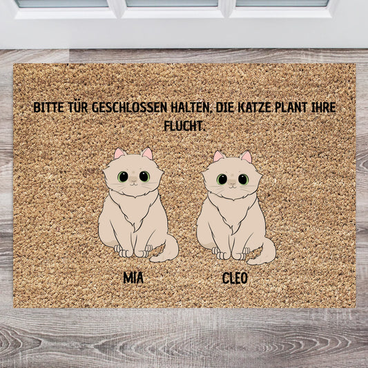 Fluffy Escape Attempt - Gepersonaliseerde deurmat met huisdier (1-5 katten)