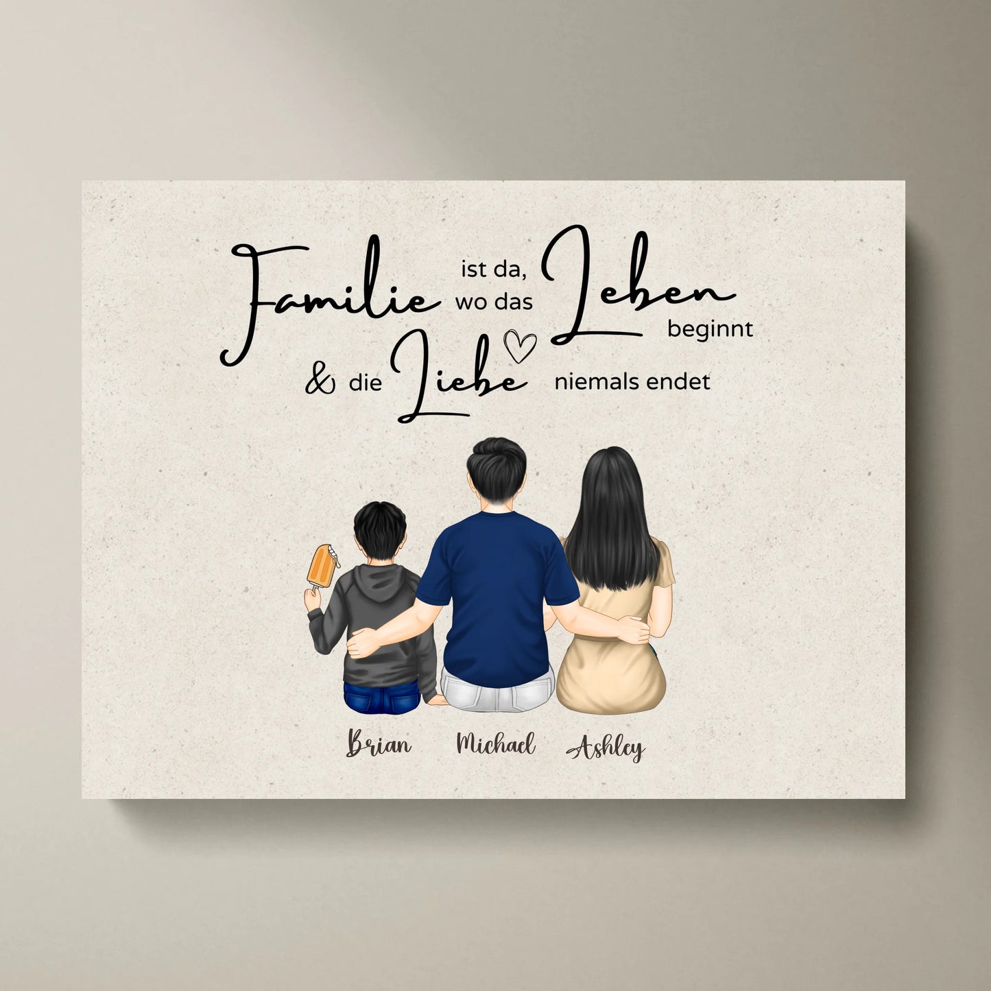 Ons gezin - gepersonaliseerd canvas vader, moeder en kinderen