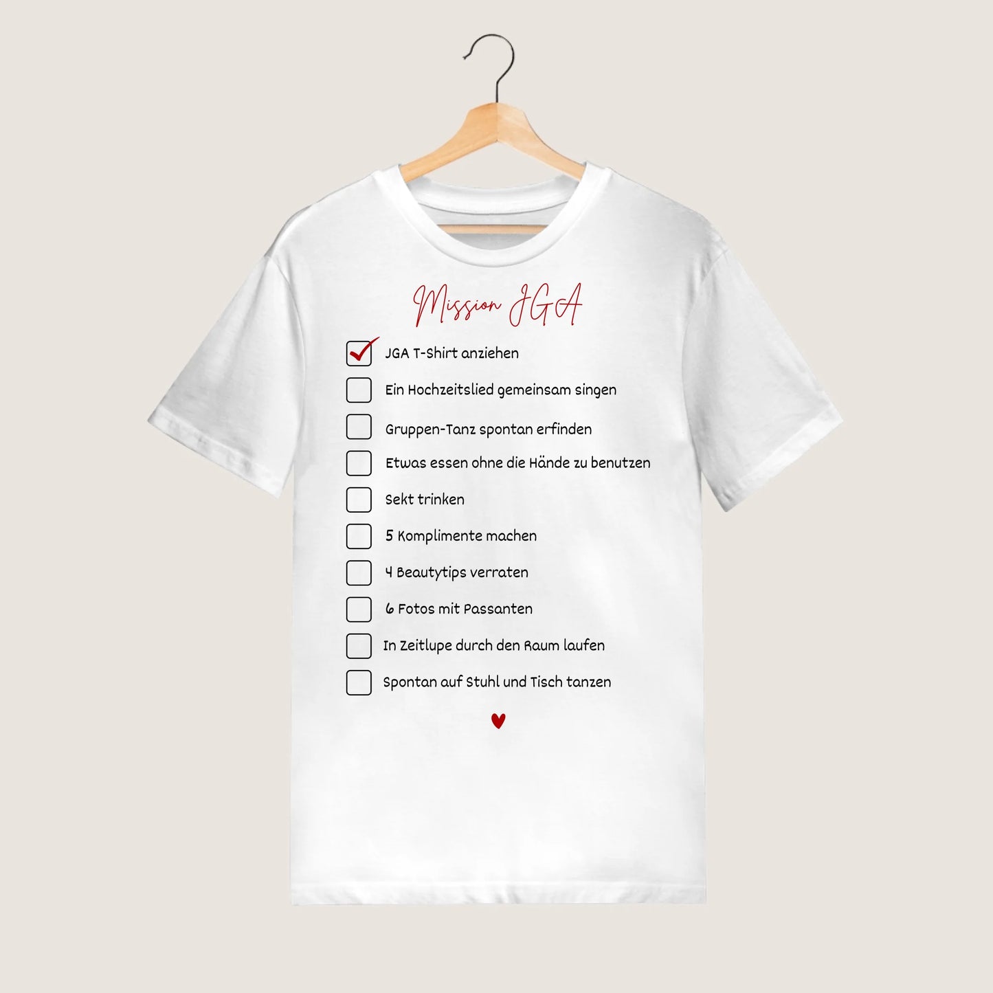 Mission JGA - Gepersonaliseerd T-shirt Vriendinnen, JGA, TODO-lijst Vrijgezellenfeest (100% katoen, unisex)