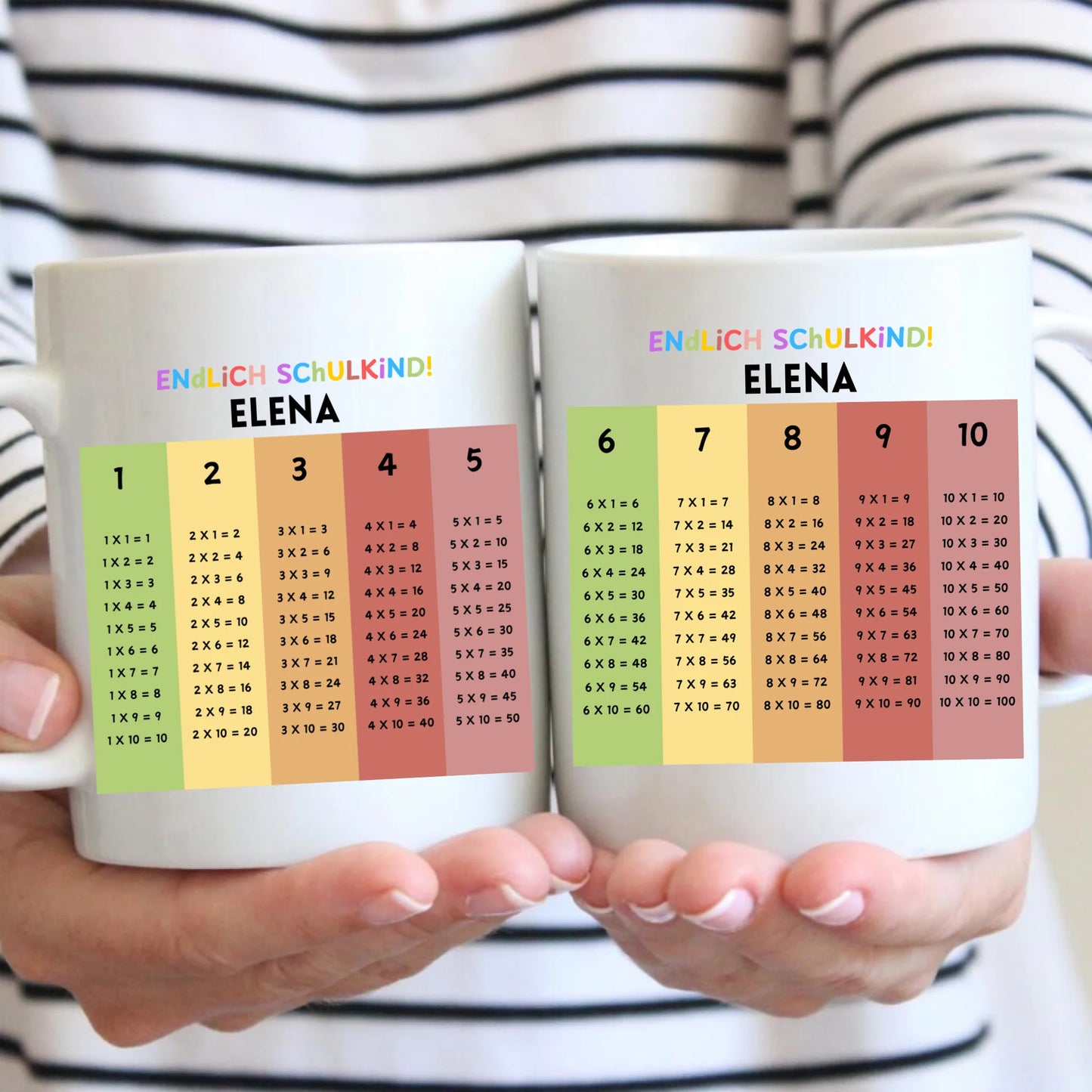 Eindelijk een schoolkind 1x1 memobeker - gepersonaliseerde mok voor schoolinschrijving