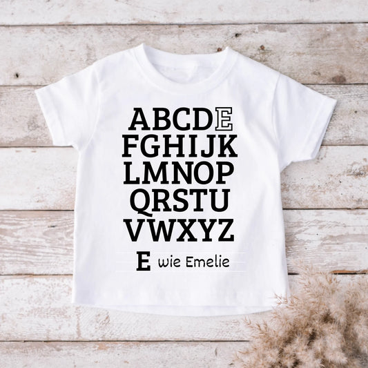 ABC Schüler - Personalisiertes T-Shirt für Kinder, zur Einschulung, 1. Klasse, eigener Name (100% Baumwolle)