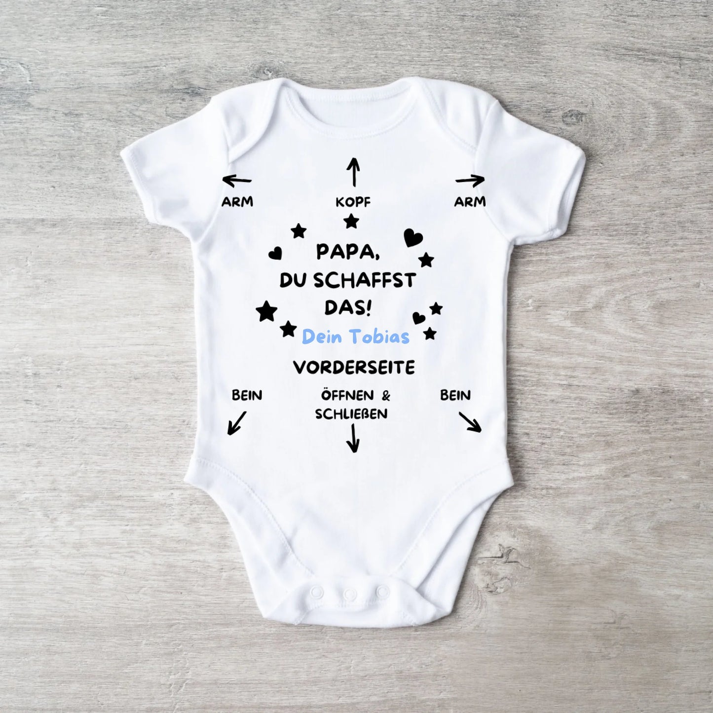 Papa, je kunt het! - Gepersonaliseerde baby rompertje/rompertje, instructies baby, bodysuit van 100% biologisch katoen