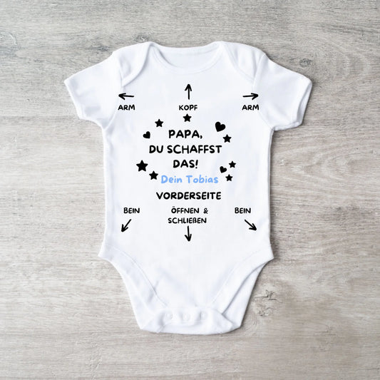 Papa, je kunt het! - Gepersonaliseerde baby rompertje/rompertje, instructies baby, bodysuit van 100% biologisch katoen