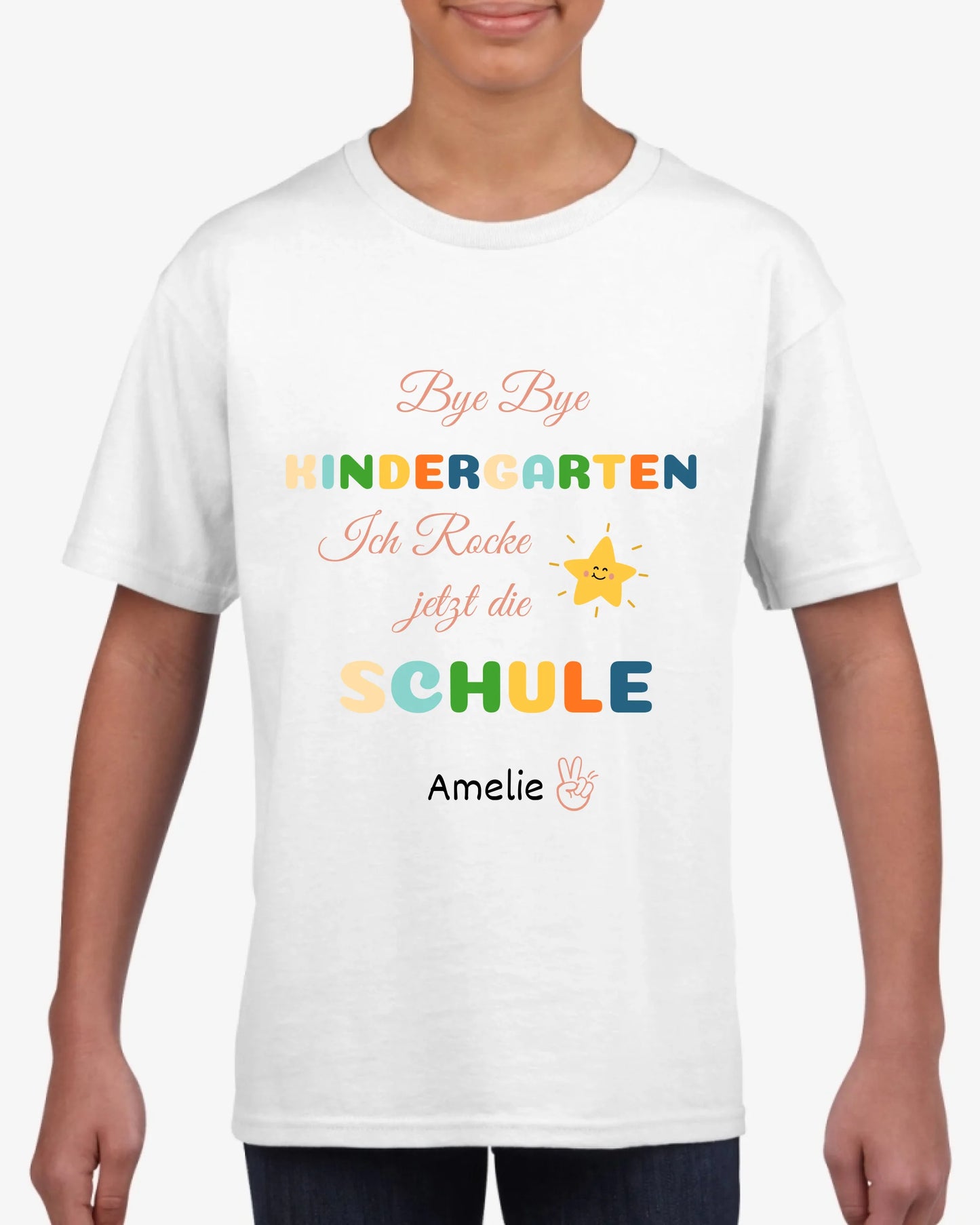 Dag kleuterschool, ik rock nu school - Gepersonaliseerd T-shirt voor kinderen voor hun eerste schooldag (100% katoen)