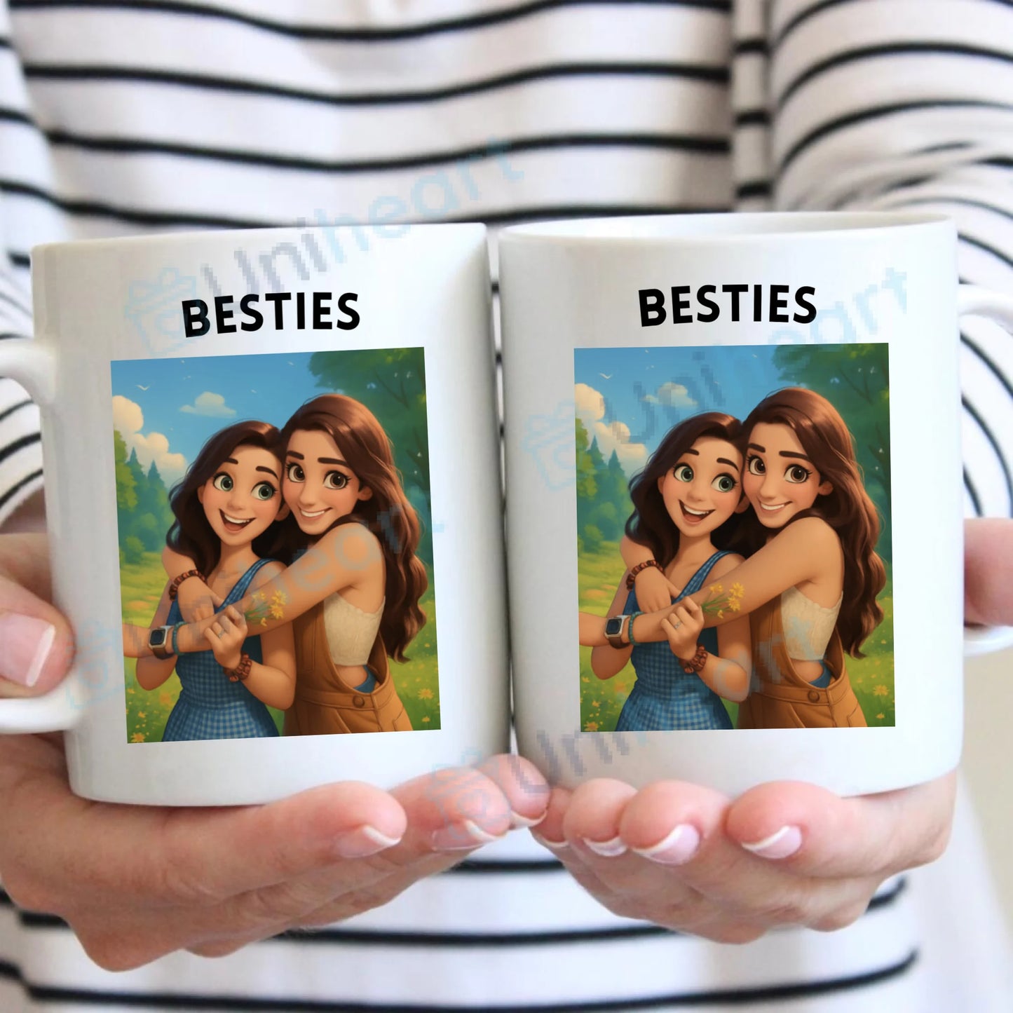 Gepersonaliseerde Besties Cartoon Fotomok (Verander je foto's in een Disney-tekening)