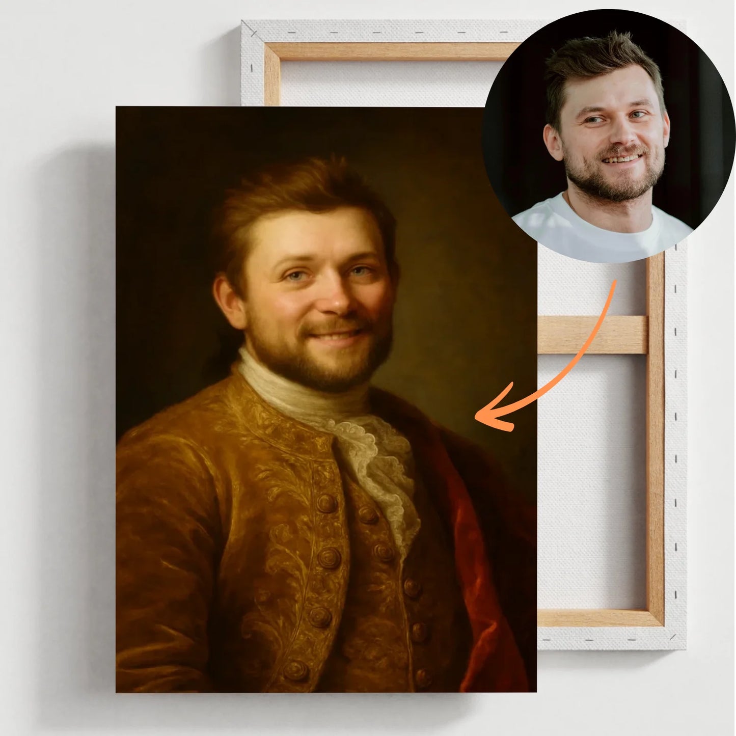Koninklijk portret schilderij - Gepersonaliseerd canvas met foto-upload in de stijl van een koninklijk olieverfschilderij
