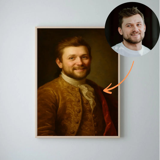 Koninklijk Portret - Gepersonaliseerde poster met foto-upload in de stijl van een koninklijk olieverfschilderij