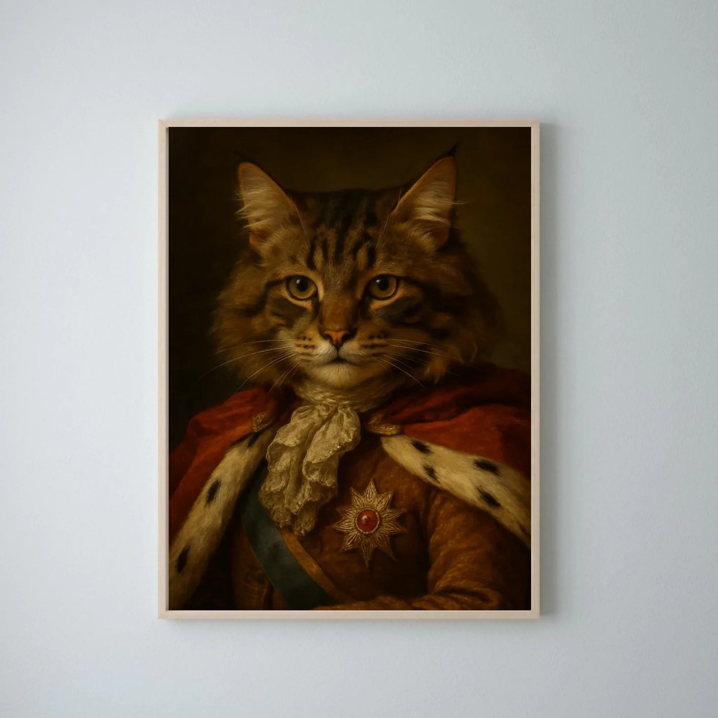 Koninklijk huisdierportret - Gepersonaliseerde poster met foto-upload in de stijl van een koninklijk olieverfschilderij (hond, kat, enz.)