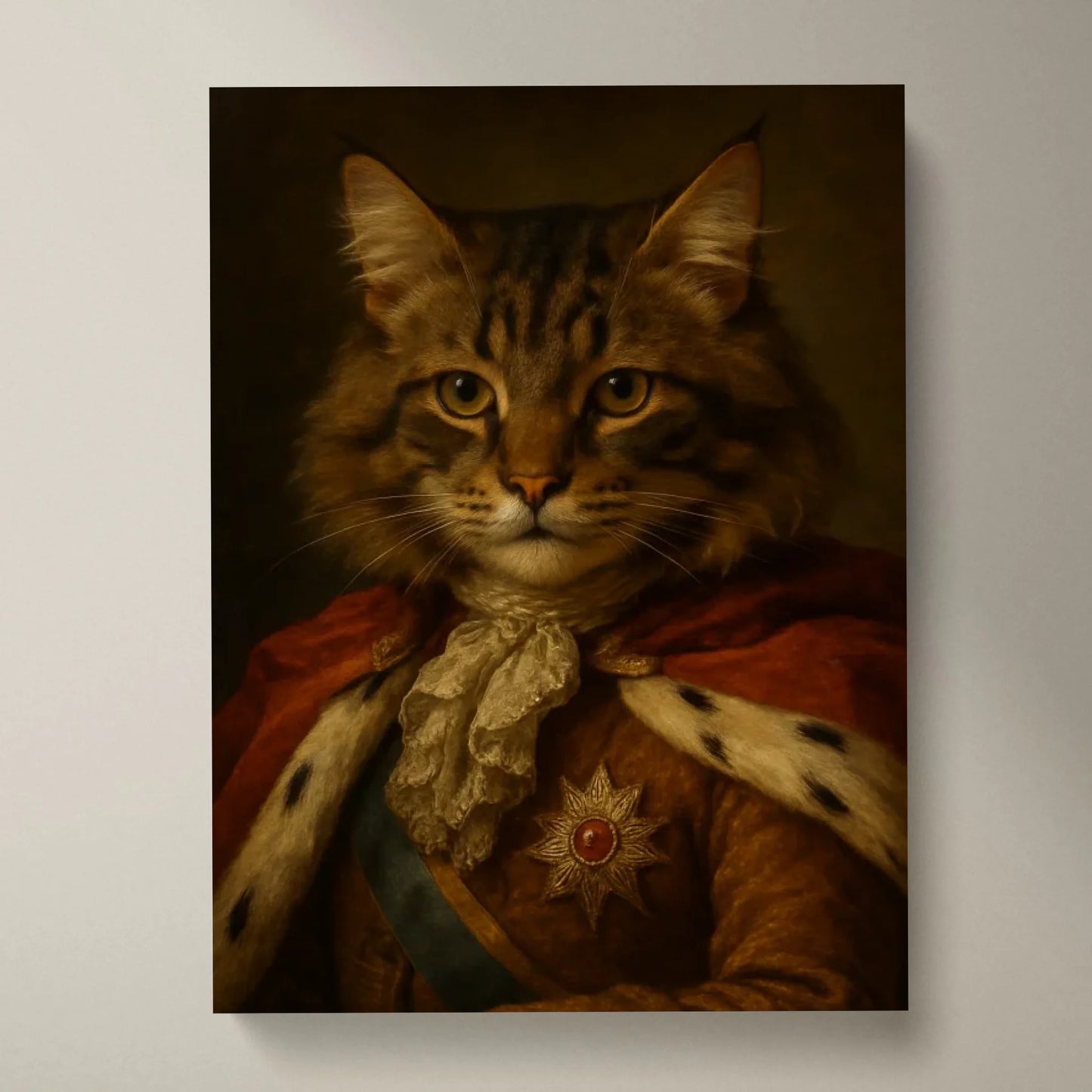 Koninklijk huisdierportret - Gepersonaliseerde poster met foto-upload in de stijl van een koninklijk olieverfschilderij (hond, kat, enz.)