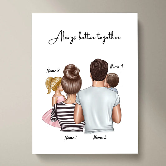 Happy Family with Children - Personalized Poster