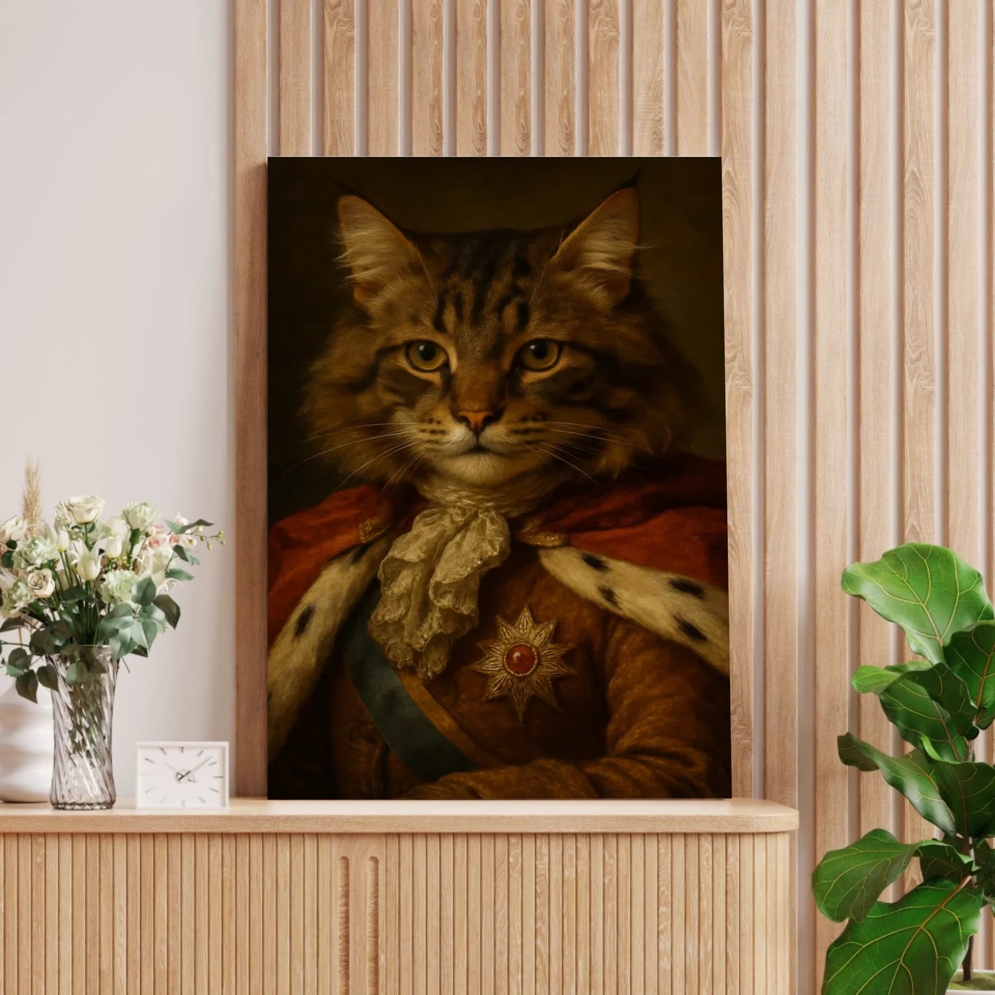 Koninklijk huisdierportret - Gepersonaliseerd canvas met foto-upload in de stijl van een koninklijk olieverfschilderij (hond, kat, enz.)