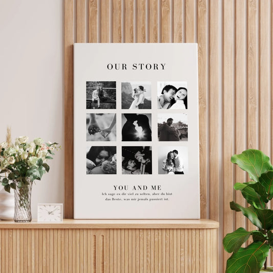 "Our Story" Gepersonaliseerd fotocollage op canvas voor koppels, je partner
