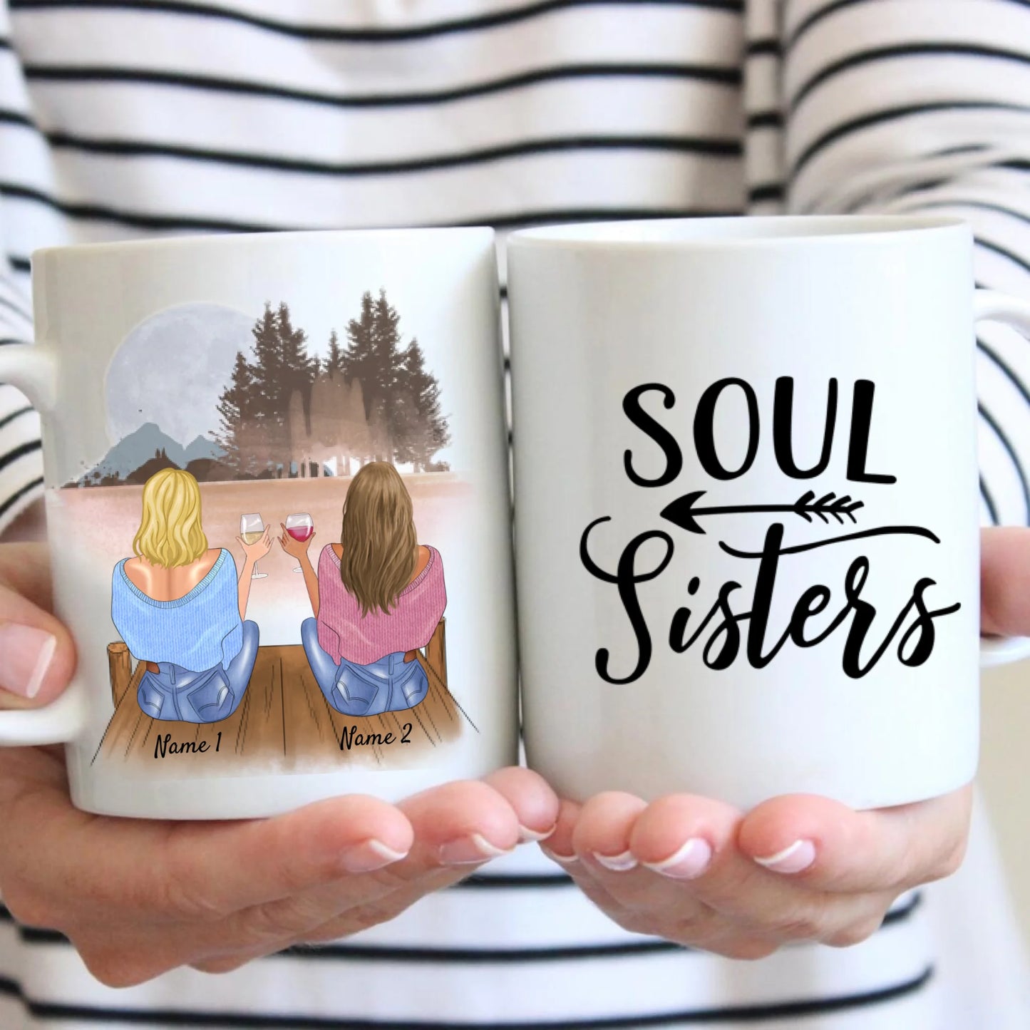 Définition de l'amitié pour la vie - Mug personnalisé pour meilleurs amis, collègues, frères et sœurs (2 à 4 personnes)