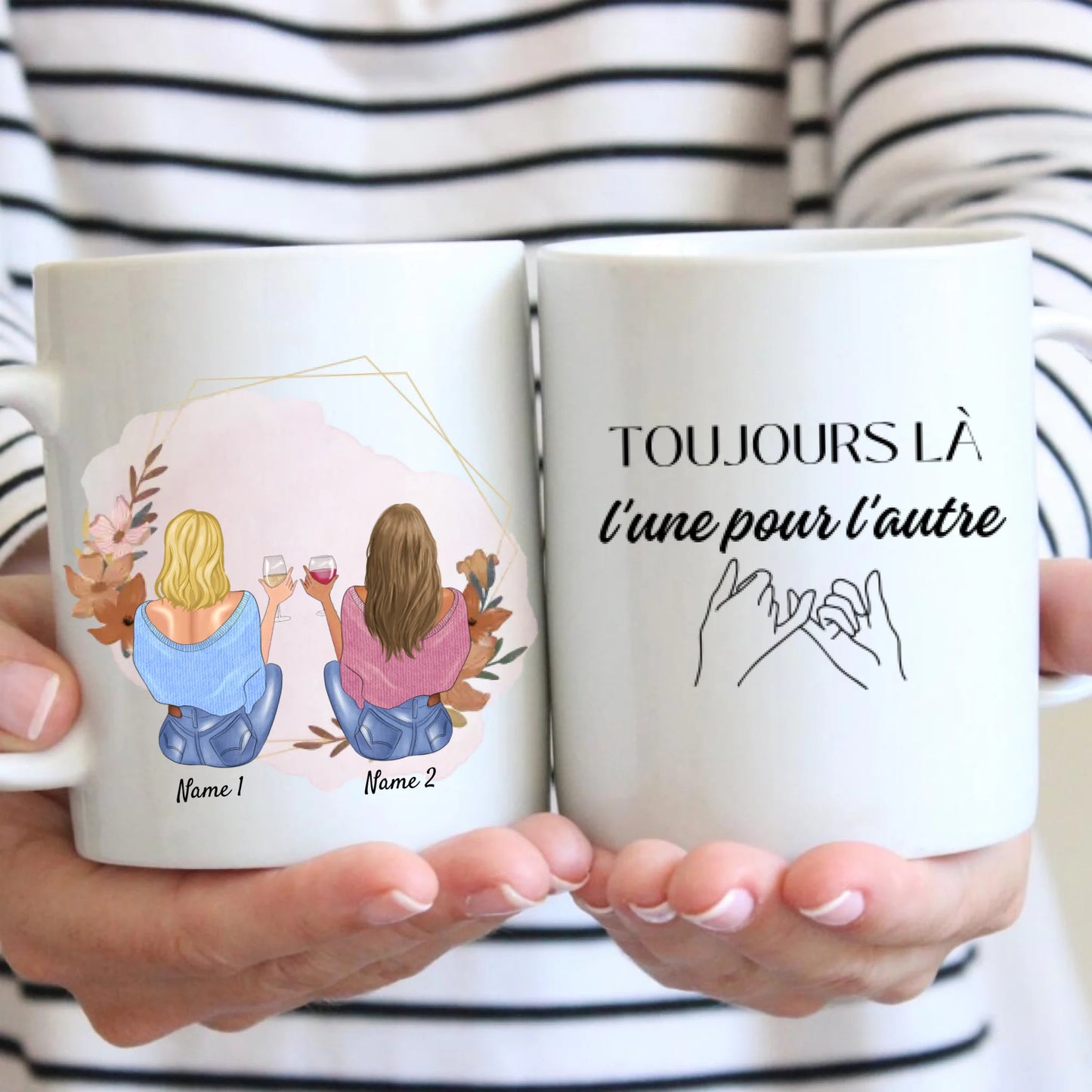 TOUJOURS LÀ l'une pour l'autre, meilleures amies autour d'un verre – tasse personnalisée (2 à 4 amies), cadeau pour une amie, une collègue, une sœur