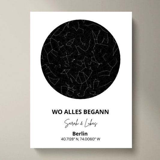 Notre ciel étoilé, là où tout a commencé - Affiche personnalisée de la carte du ciel