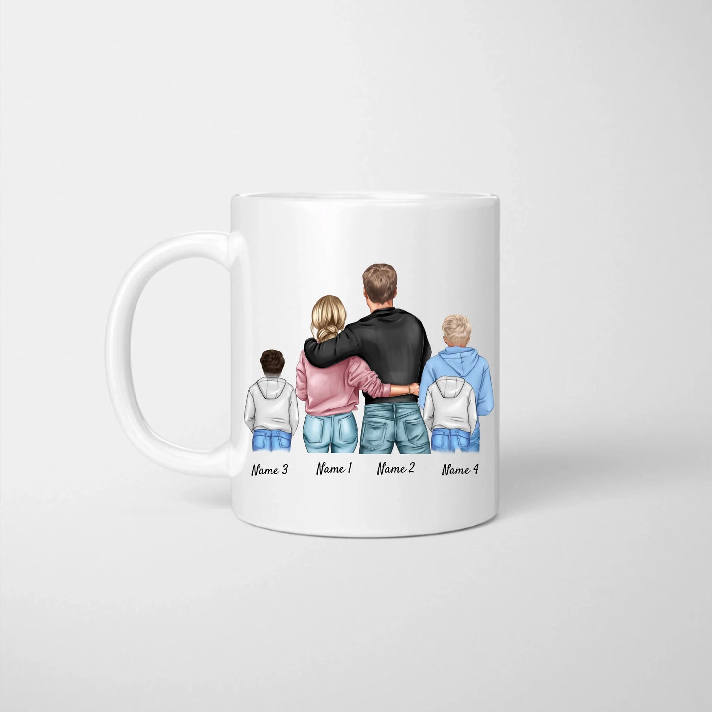 Ich liebe dich jeden Tag - Personalisierte Valentinstags-Tasse für deinen Partner, Partnerin, Pärchen-Tasse mit 1-4 Kindern