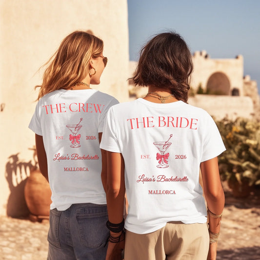 Bachelorette T-Shirts personalisiert für JGA, Braut und Crew (100% Baumwolle, Unisex)