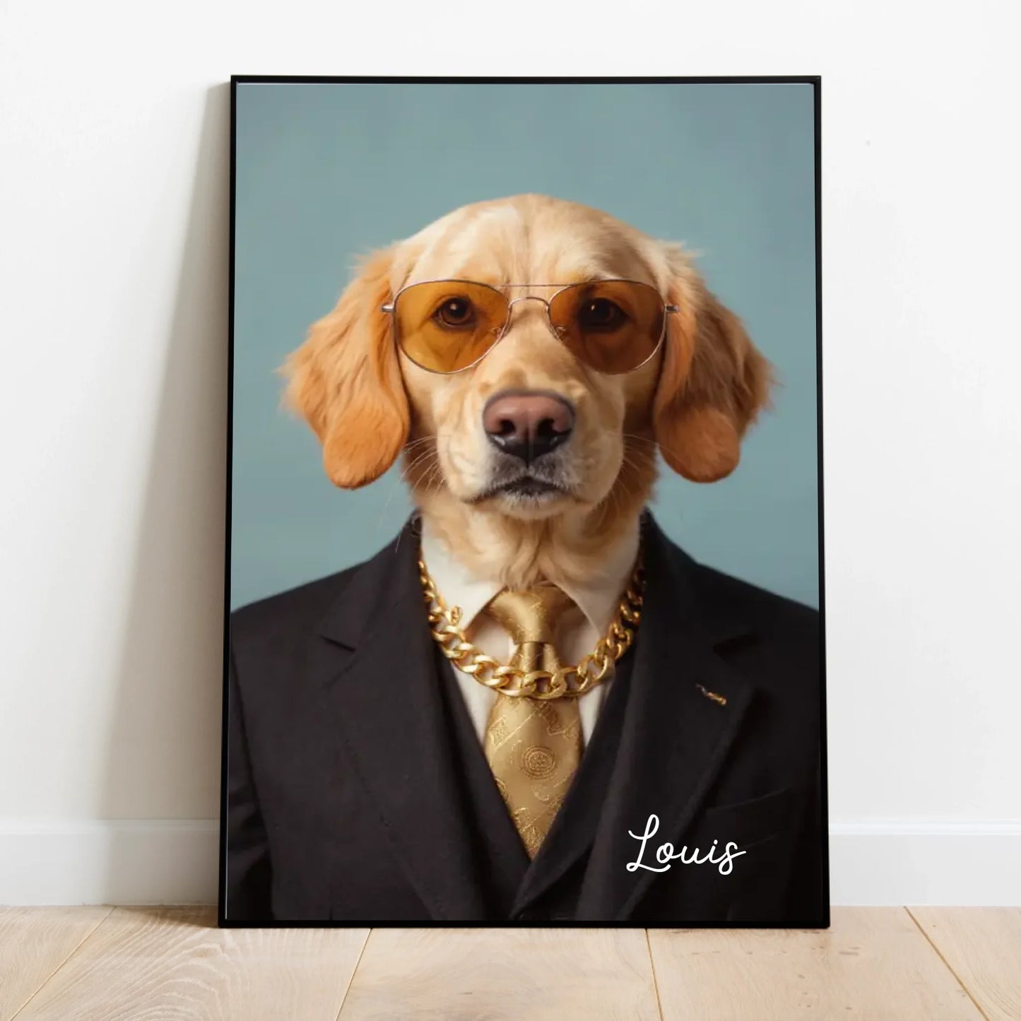Portrait amusant de super-héros d'animaux de compagnie - Affiche personnalisée avec téléchargement de photo dans différents styles (chien, chat en super-héros, astronaute, etc.)