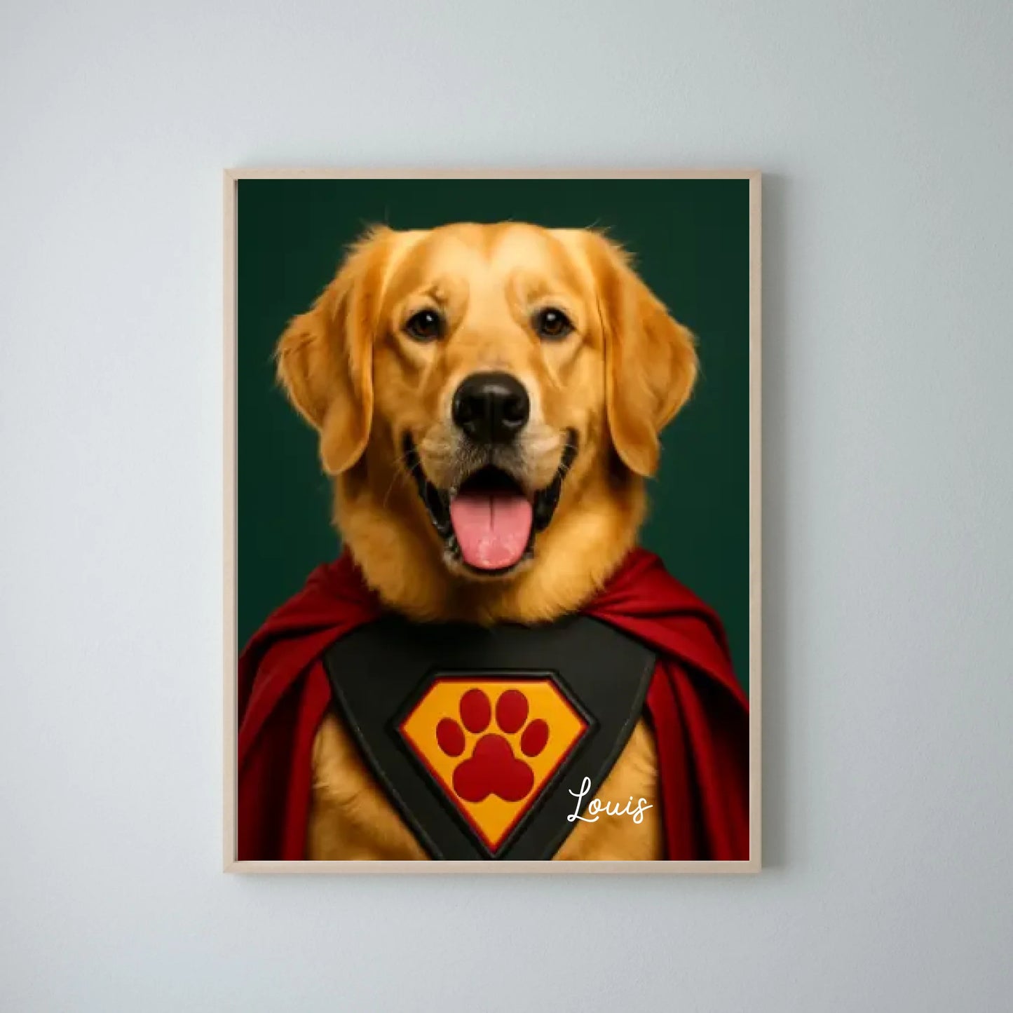 Portrait amusant de super-héros d'animaux de compagnie - Affiche personnalisée avec téléchargement de photo dans différents styles (chien, chat en super-héros, astronaute, etc.)
