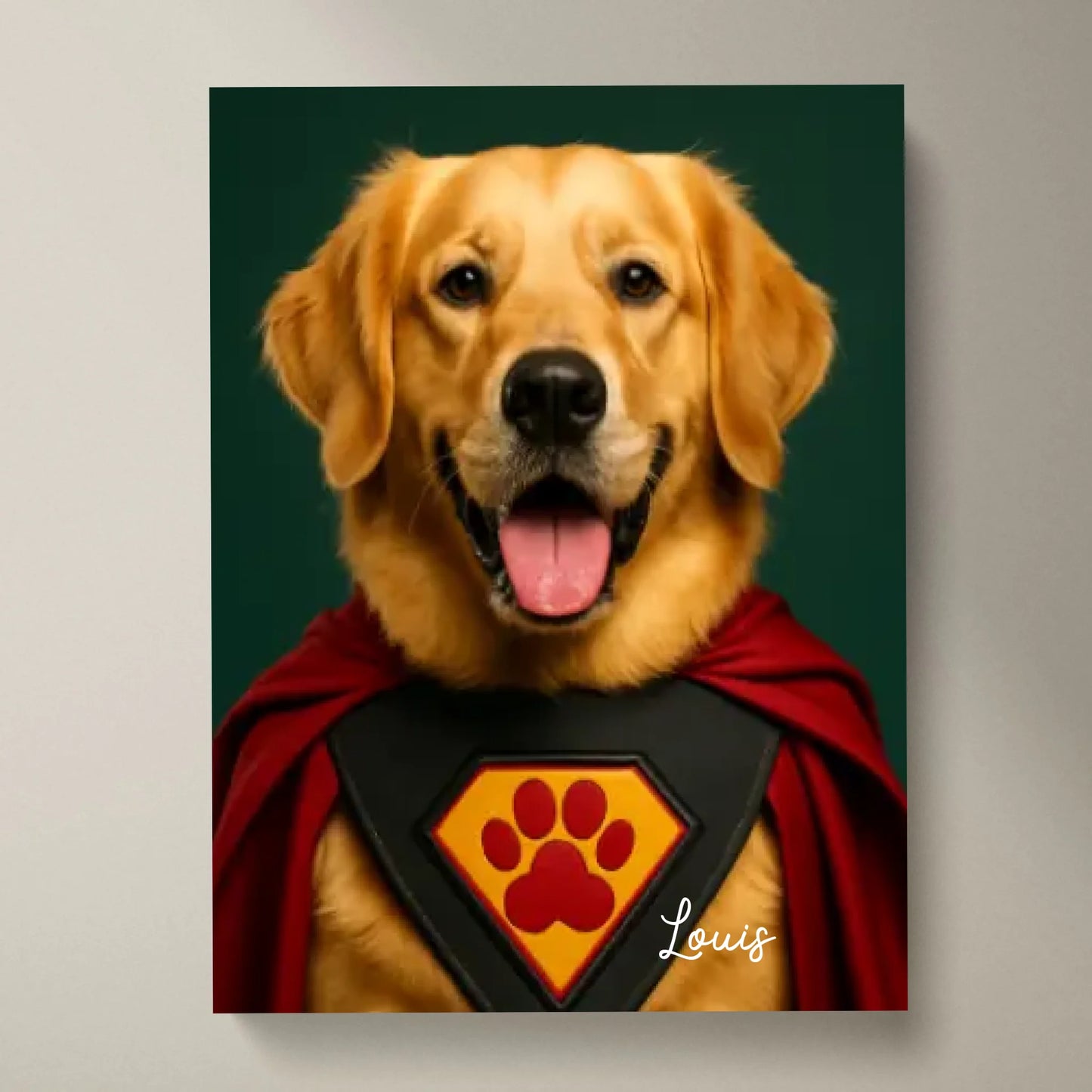 Portrait amusant de super-héros d'animaux de compagnie - Affiche personnalisée avec téléchargement de photo dans différents styles (chien, chat en super-héros, astronaute, etc.)