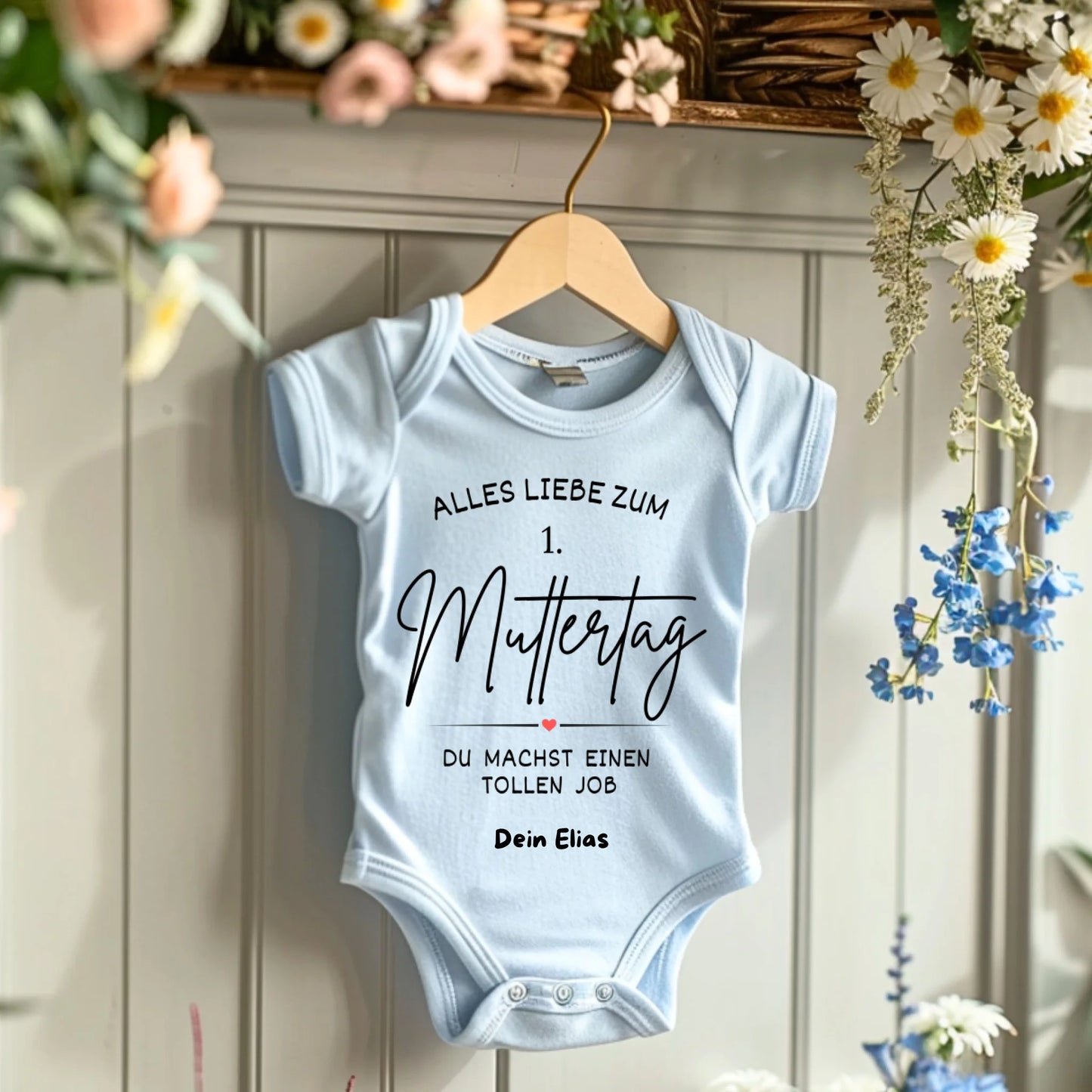 Alles Liebe zum 1. Muttertag - Personalisierter Baby Strampler (100% Bio-Baumwolle)