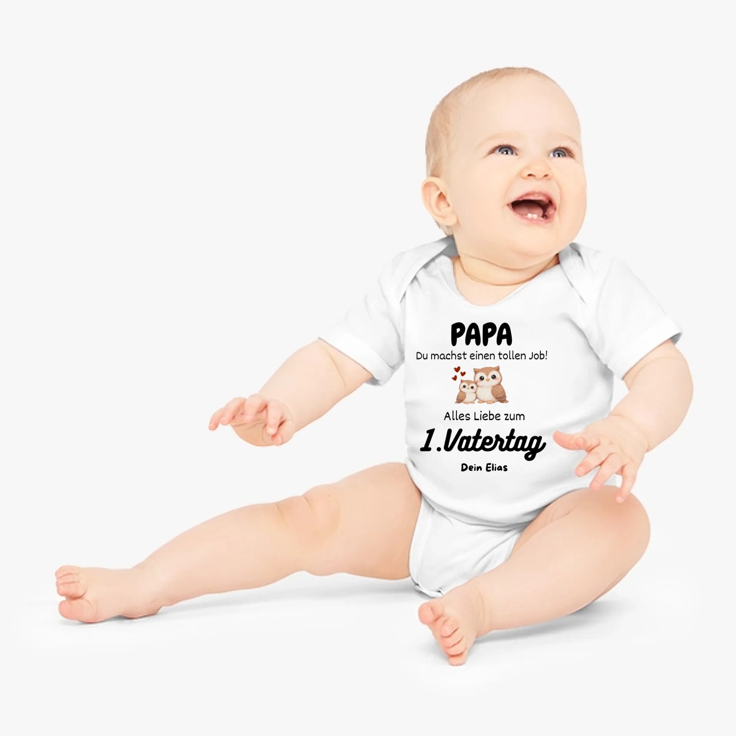 Papa du machst einen tollen Job, 1. Vatertag gemeinsam - Personalisierter Baby Strampler (100% Bio-Baumwolle)