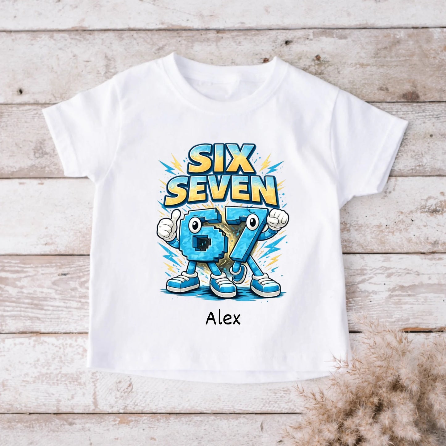 Six Seven 67 Meme - Personalisiertes T-Shirt Kinder, Schulkind (100% Baumwolle, unisex)