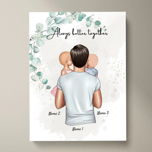 Meilleur papa avec des enfants - Poster Personnalisé