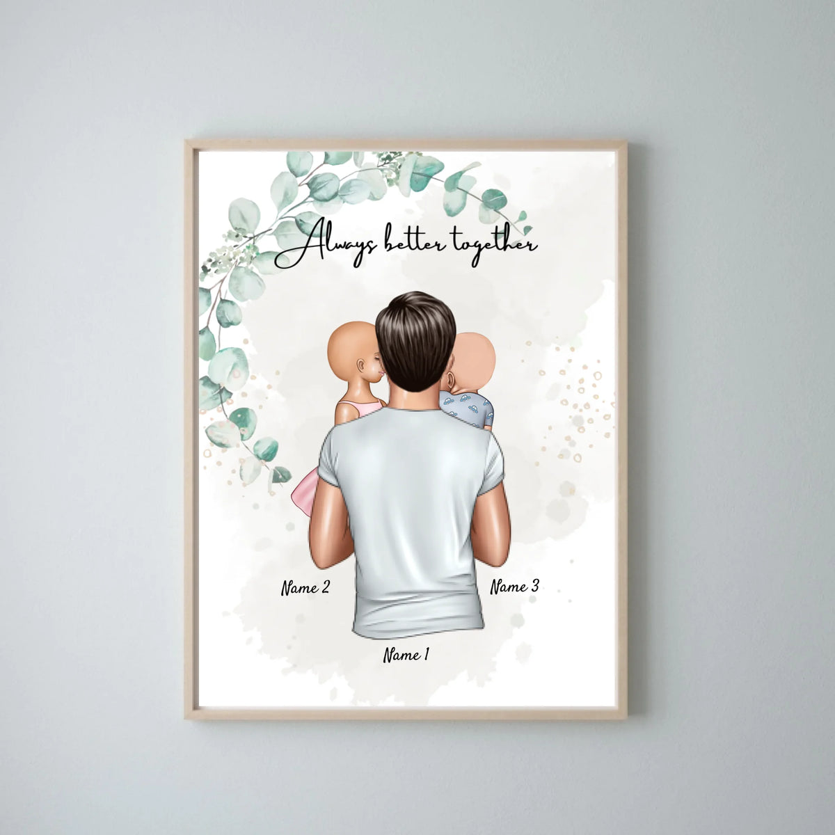 Bester Papa - Personalisiertes Poster (Vater mit Kindern)