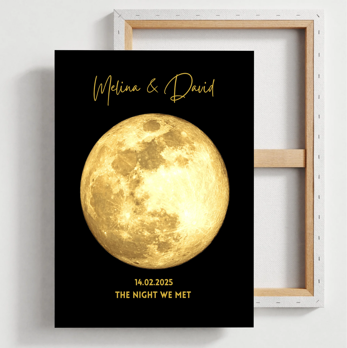 The night we met - Personalisiertes Mondphasen Poster, Goldener Mond nach Datum Geschenk