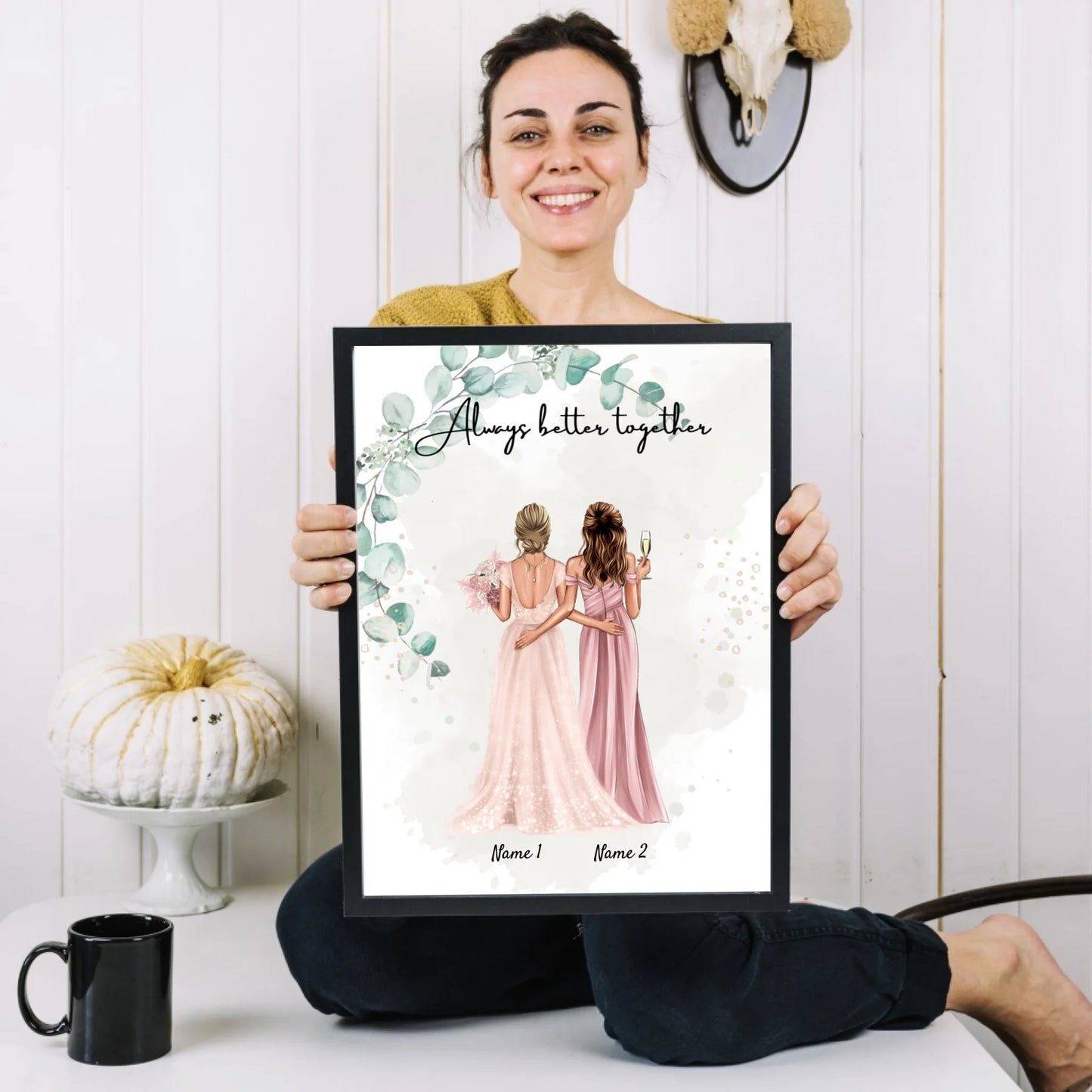 Bruid met Bruidsmeisje - Persoonlijke Verloving/Huwelijk Poster