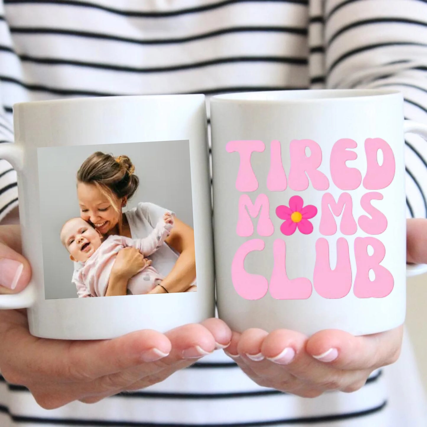 Tired moms club - Personalisierte Foto-Tasse für Mütter, zur Geburt
