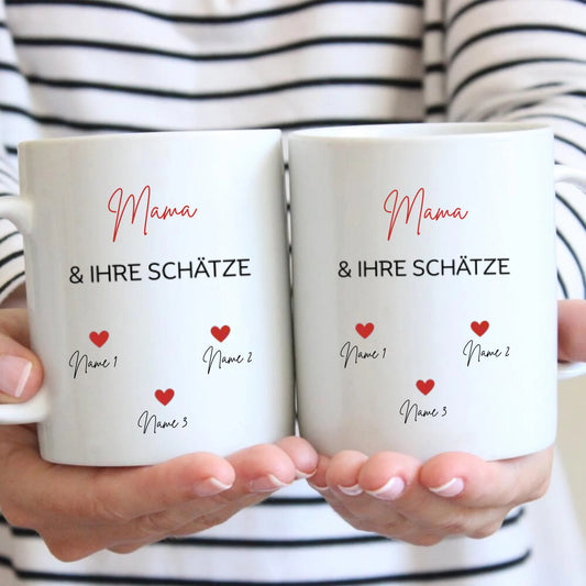 Mama en haar schatten - Gepersonaliseerde mok Moeder met 1-6 schatten, cadeau Mama, Tante, Oma