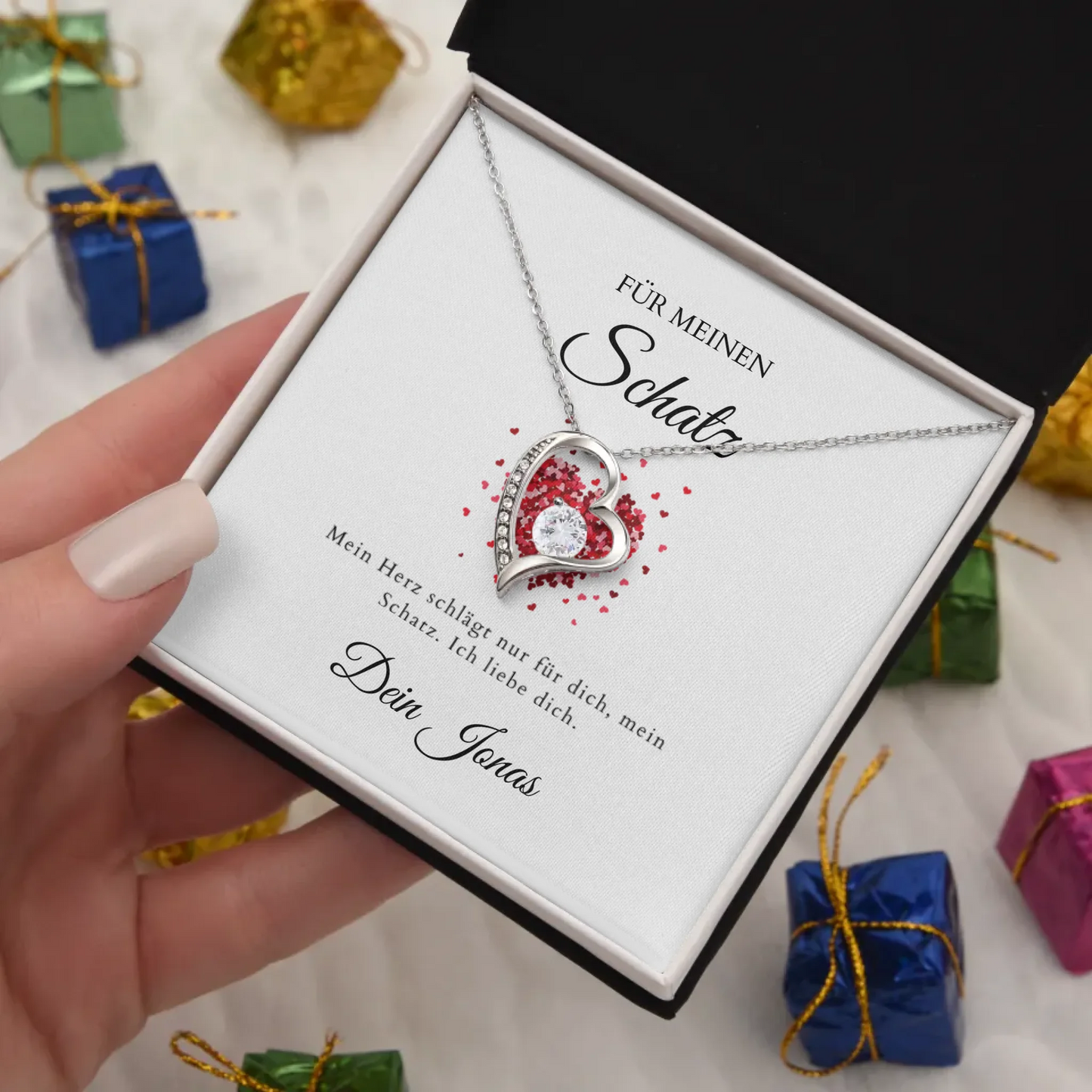 Forever Love - Collier avec pendentif coeur & carte personnalisée