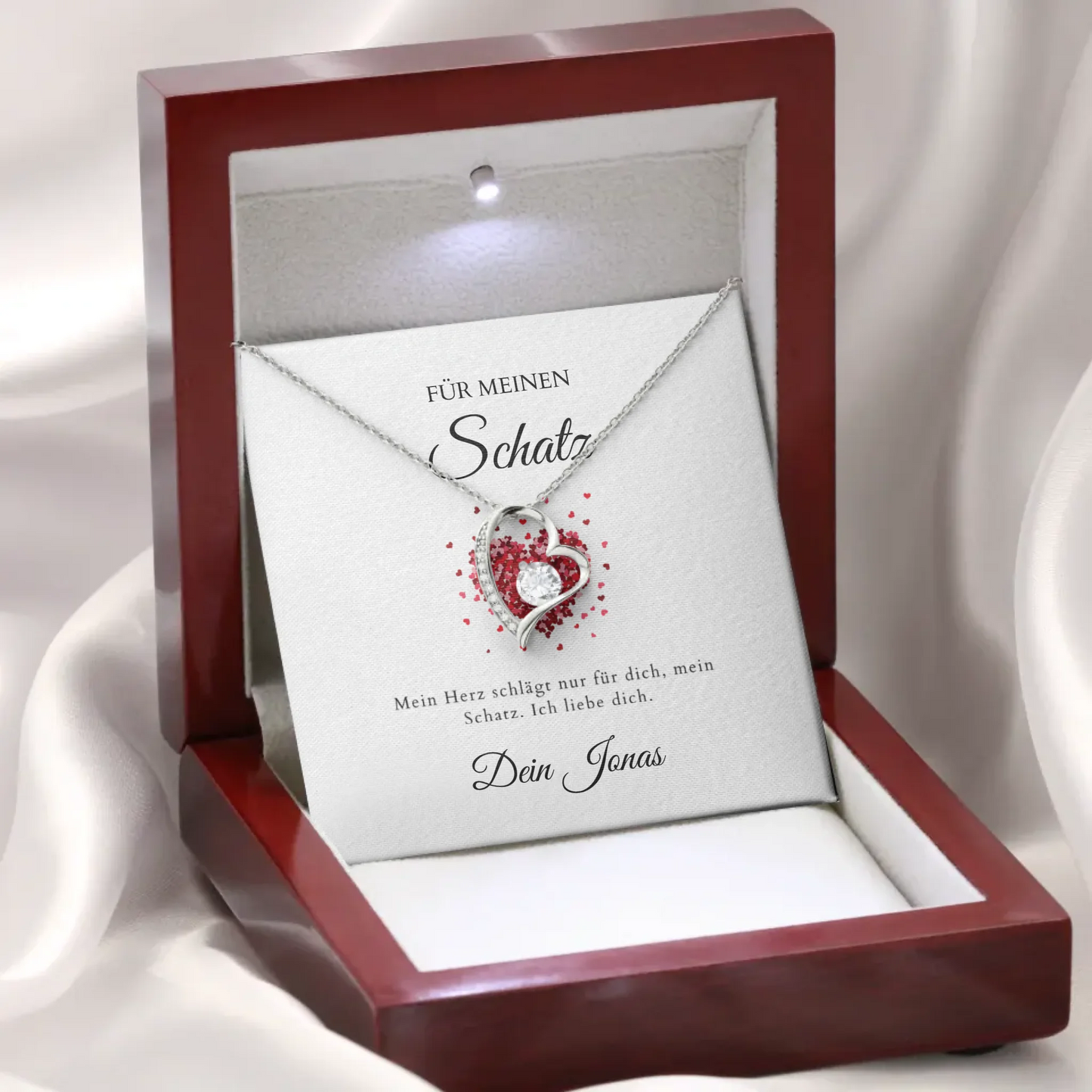Forever Love - Collier avec pendentif coeur & carte personnalisée
